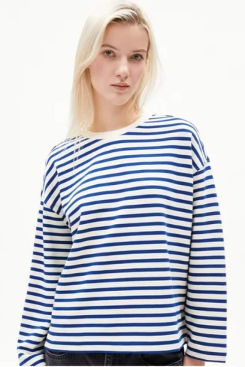 ARMEDANGELS Damen vegan Sweatshirt Frankaa Streifen Lapis Blau